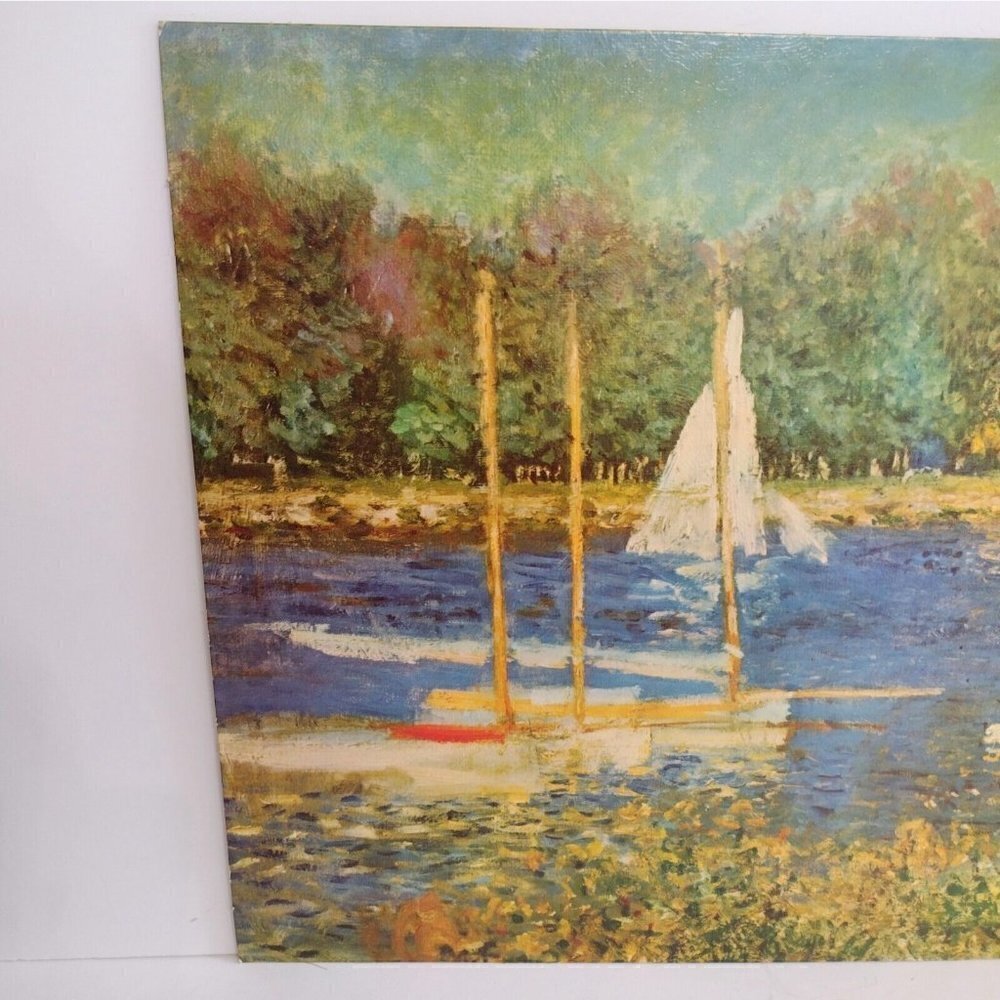 Vtg Claude Monet Bassin D' Argenteuil Lithograph  16 X 20 Victorian Art Sailboat - Picture 3 of 9